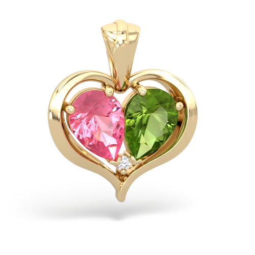 pink sapphire-peridot half heart whole pendant