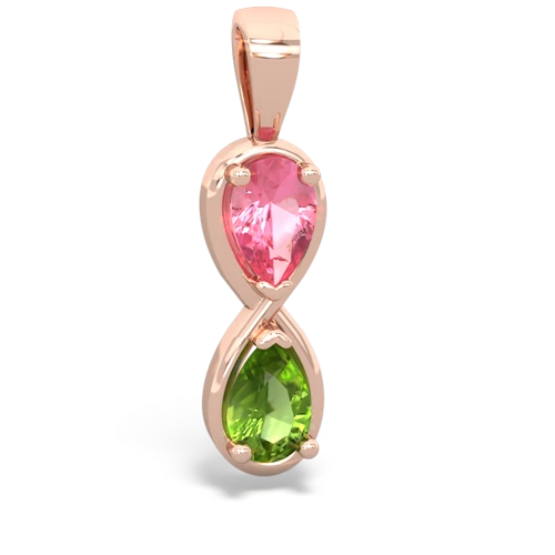 Lab Pink Sapphire Lab Created Pink Sapphire with Genuine Peridot Infinity pendant Pendant