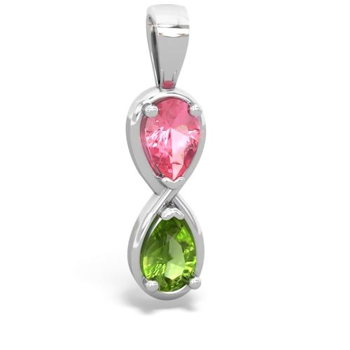 pink sapphire-peridot infinity pendant