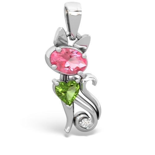 pink sapphire-peridot kitten pendant