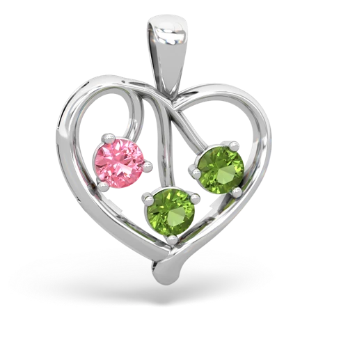 Lab Pink Sapphire Lab Created Pink Sapphire with Genuine Peridot and Genuine Tanzanite Glowing Heart pendant Pendant