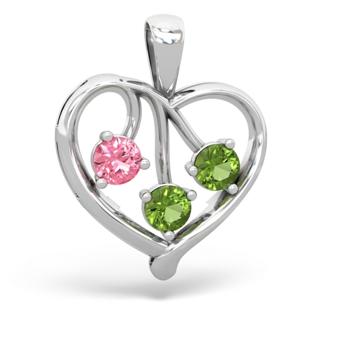 pink sapphire-peridot love heart pendant