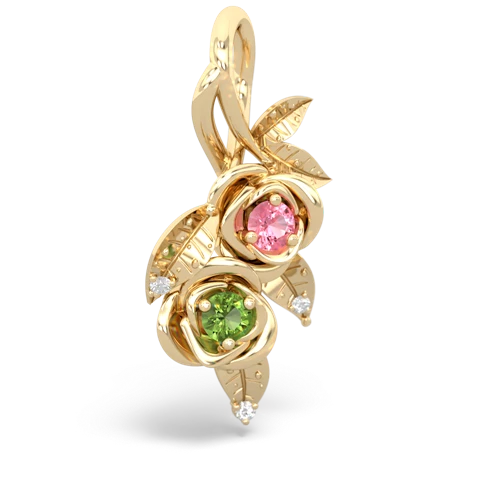 Lab Pink Sapphire Lab Created Pink Sapphire with Genuine Peridot Rose Vine pendant Pendant