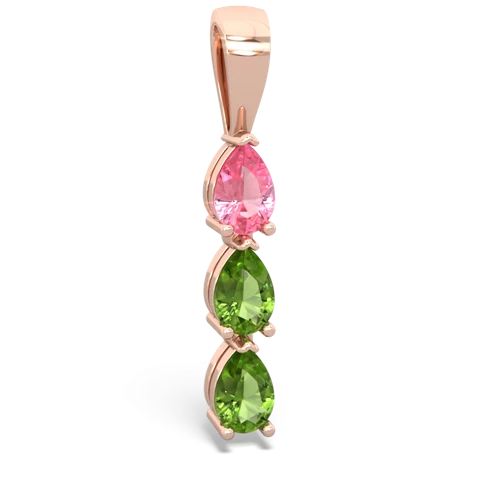 pink sapphire-peridot three stone pendant