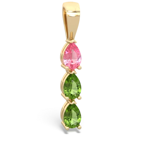 Lab Pink Sapphire Lab Created Pink Sapphire with Genuine Peridot and  Three Stone pendant Pendant