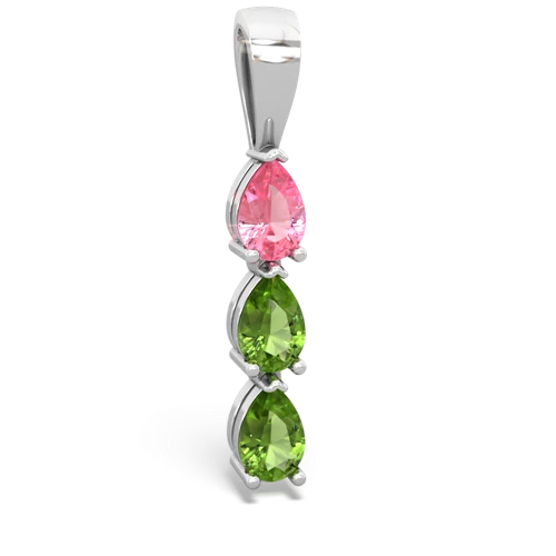 pink sapphire-peridot three stone pendant