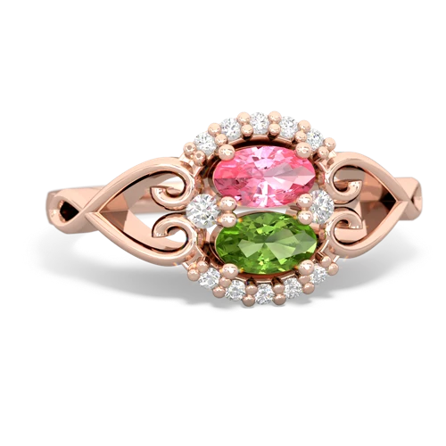 pink sapphire-peridot antique keepsake ring