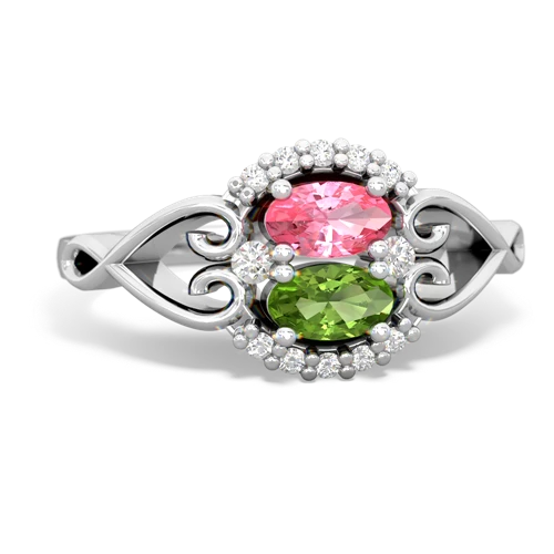 pink sapphire-peridot antique keepsake ring