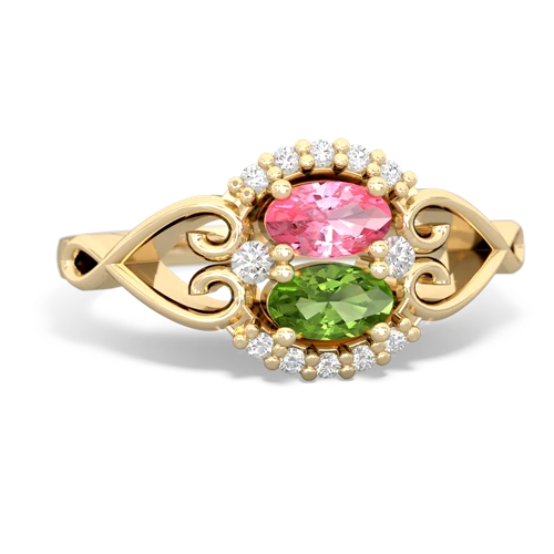 pink sapphire-peridot antique keepsake ring