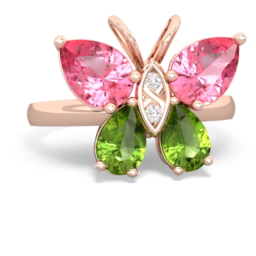 pink sapphire-peridot butterfly ring