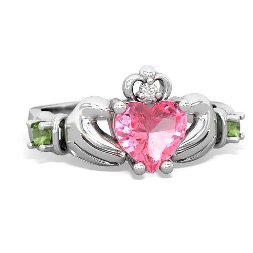 pink sapphire-peridot claddagh ring