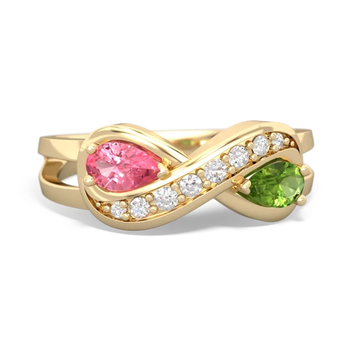 Lab Pink Sapphire Lab Created Pink Sapphire with Genuine Peridot Diamond Infinity ring Ring