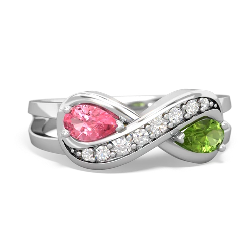 pink sapphire-peridot diamond infinity ring
