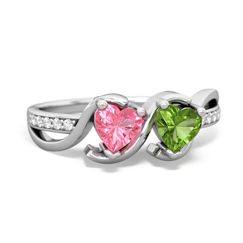Lab Pink Sapphire Lab Created Pink Sapphire with Genuine Peridot Side by Side ring Ring