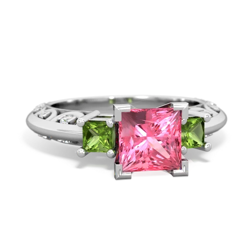 pink sapphire-peridot engagement ring