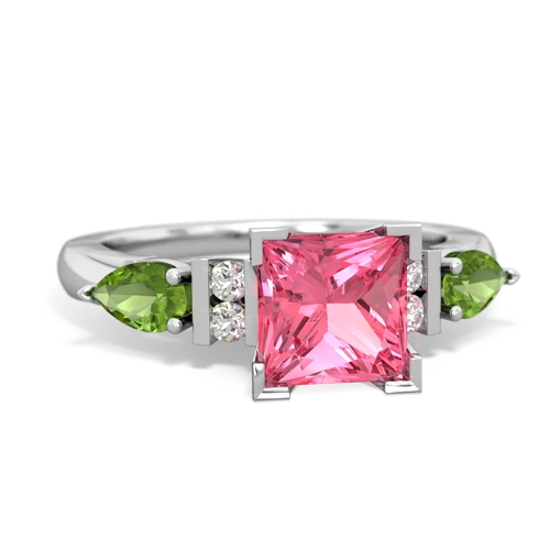 Lab Pink Sapphire Lab Created Pink Sapphire with Genuine Peridot and  Engagement ring Ring