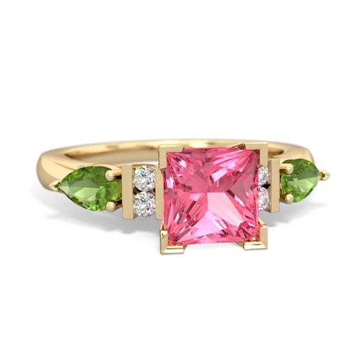 Lab Pink Sapphire Lab Created Pink Sapphire with Genuine Peridot and Genuine Citrine Engagement ring Ring