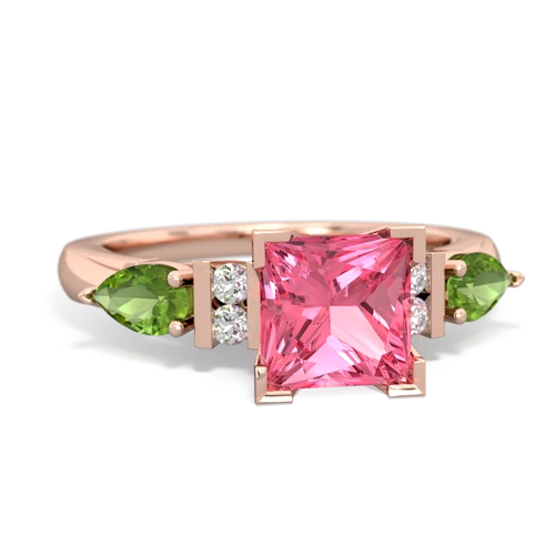 pink sapphire-peridot engagement ring
