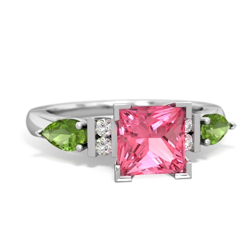 pink sapphire-peridot engagement ring