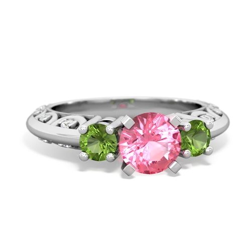 pink sapphire-peridot engagement ring