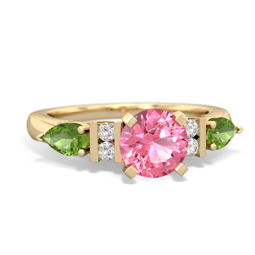 Lab Pink Sapphire Lab Created Pink Sapphire with Genuine Peridot and Genuine Aquamarine Engagement ring Ring