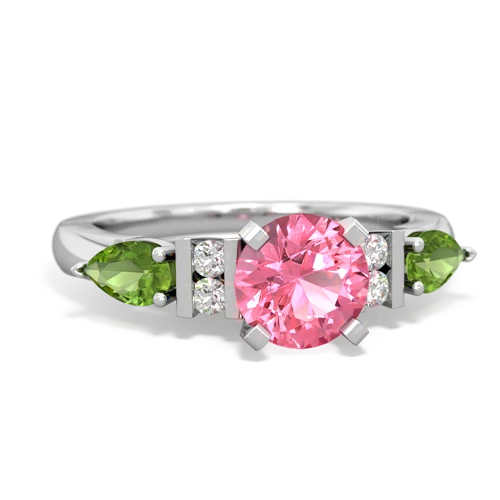 pink sapphire-peridot engagement ring