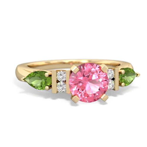 pink sapphire-peridot engagement ring