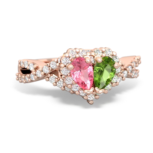 pink sapphire-peridot engagement ring