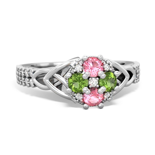 Lab Pink Sapphire Lab Created Pink Sapphire with Genuine Peridot Celtic Knot Engagement ring Ring