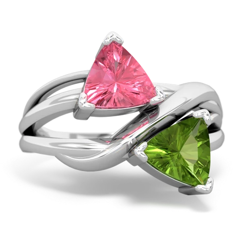 Lab Pink Sapphire Lab Created Pink Sapphire with Genuine Peridot Split Band Swirl ring Ring