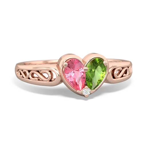 pink sapphire-peridot filligree ring