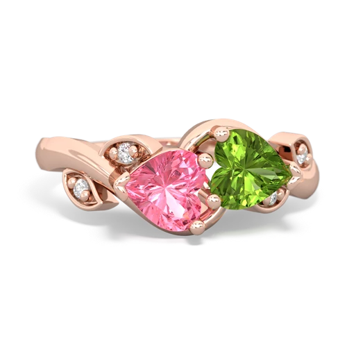 pink sapphire-peridot floral keepsake ring