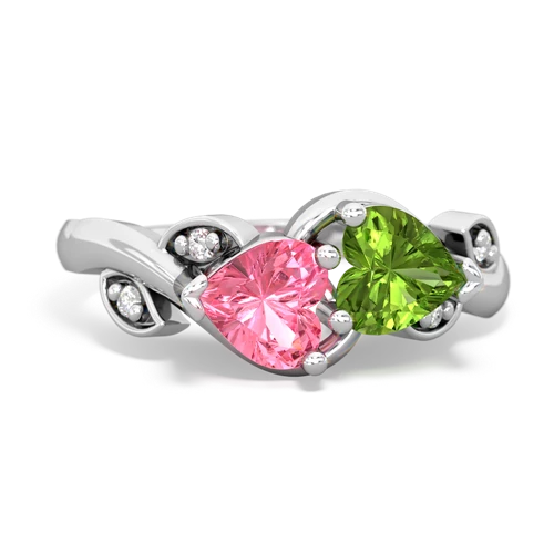 pink sapphire-peridot floral keepsake ring