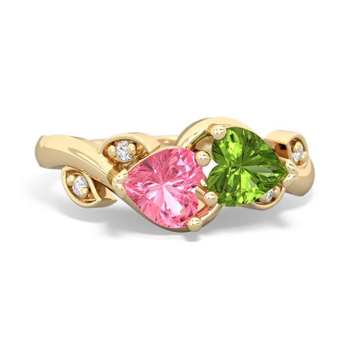 pink sapphire-peridot floral keepsake ring