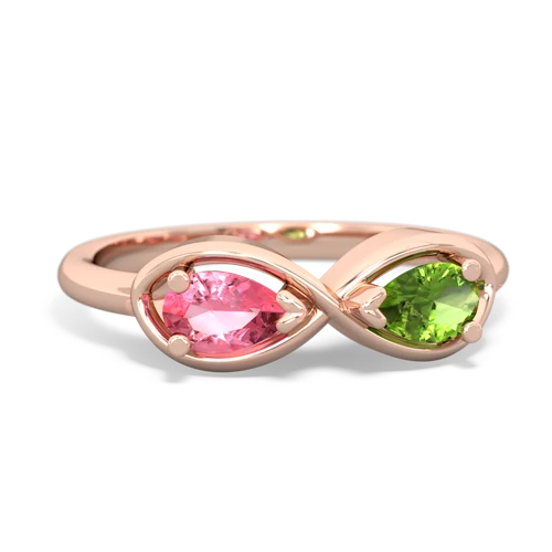 pink sapphire-peridot infinity ring