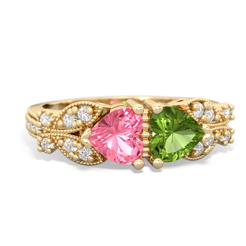 pink sapphire-peridot keepsake butterfly ring