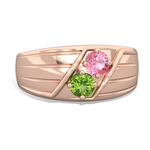 pink sapphire-peridot mens ring