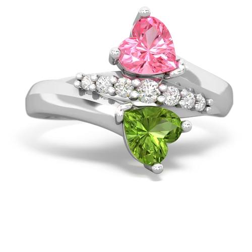 pink sapphire-peridot modern ring