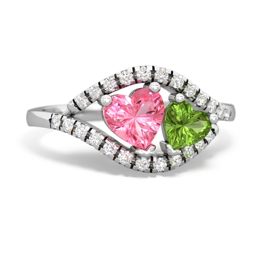 Lab Pink Sapphire Lab Created Pink Sapphire with Genuine Peridot Mother and Child ring Ring