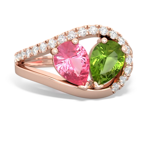 pink sapphire-peridot pave heart ring