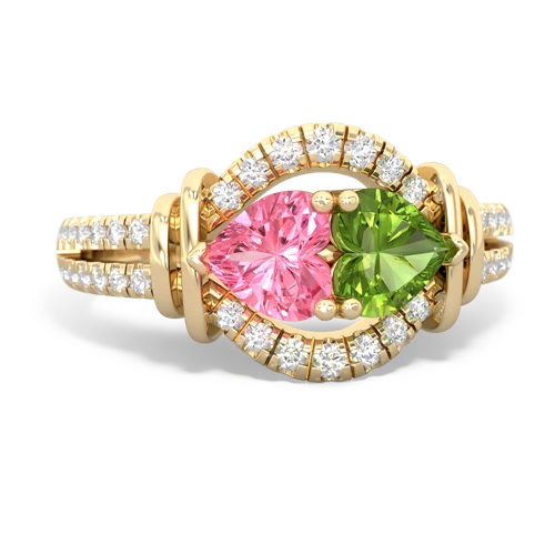 pink sapphire-peridot pave keepsake ring