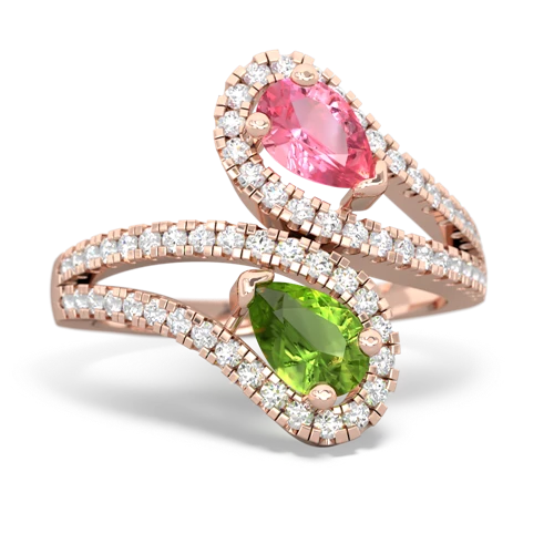 pink sapphire-peridot pave swirls ring