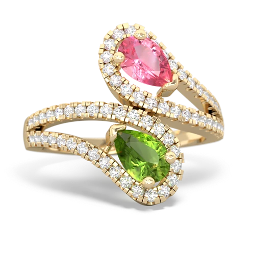 pink sapphire-peridot pave swirls ring