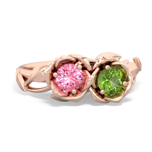 pink sapphire-peridot roses ring