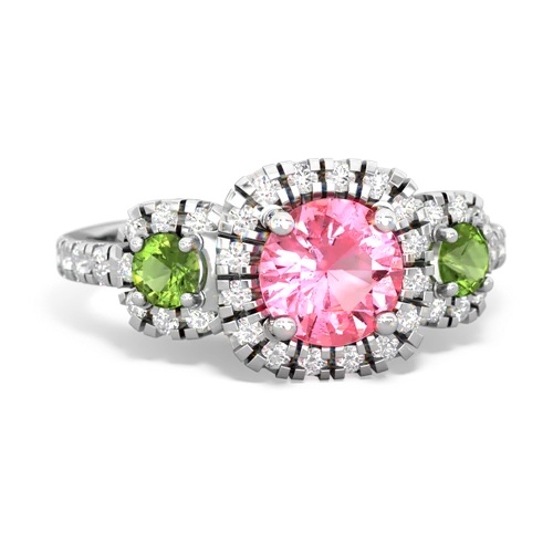 pink sapphire-peridot three stone regal ring