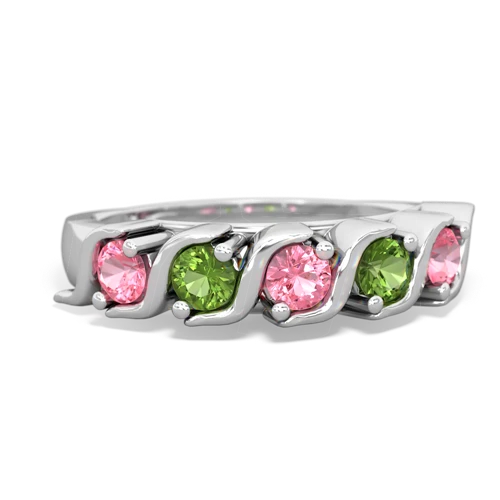 pink sapphire-peridot timeless ring