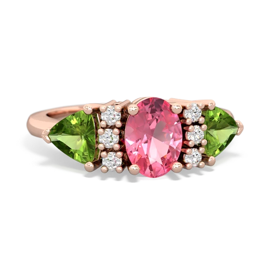 Lab Pink Sapphire Lab Created Pink Sapphire with Genuine Peridot and Genuine Aquamarine Antique Style Three Stone ring Ring