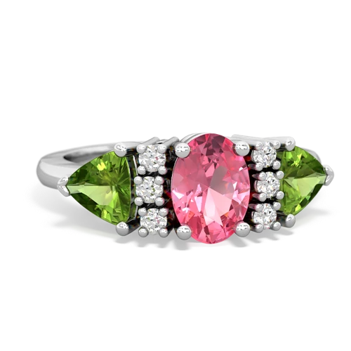 pink sapphire-peridot timeless ring