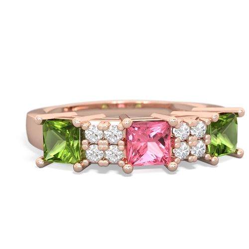 pink sapphire-peridot timeless ring