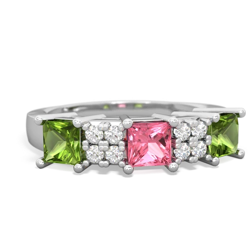 pink sapphire-peridot timeless ring